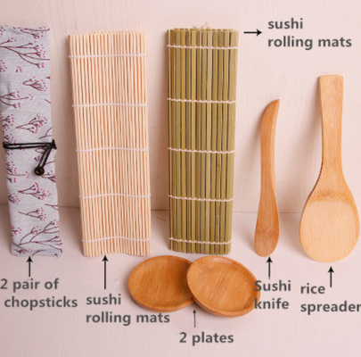 9PCS Disposable Bamboo Sushi Roll Set kit Rice Spreader For Starter