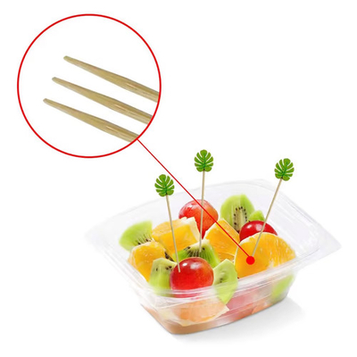 12cm Leaf Shape Disposable Bamboo Food Picks Wooden Kebab Skewer For Food