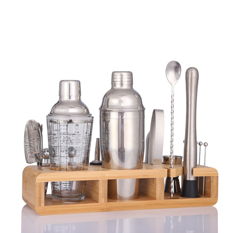 FDA Wooden Cocktail Set Holder Stand Bartender Kit Bar Accociate 8 Piece